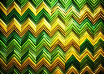 Wall Mural - abstract geometric 3d wallpaper: green, yellow, gold zigzag squares