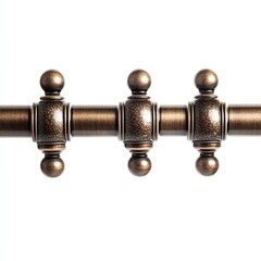 Elegant bronze curtain rod with decorative finials on a white isolated background.