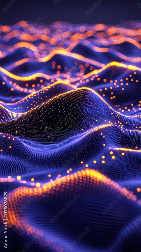 Dynamic digital abstract waves virtual environment ai visualization ...