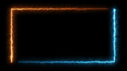 neon border frame, golden blue glowing border, rectangle, square, frame, glowing frame, glowing border, neon rectangle frame.