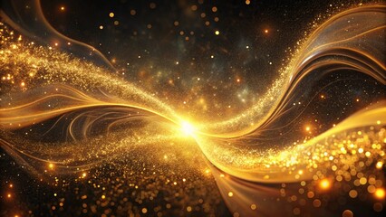 Wall Mural - golden particles creates a stunning waves of light and shining forms