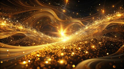 Wall Mural - golden particles creates a stunning waves of light and shining forms