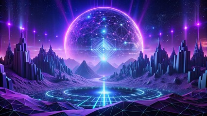 Wall Mural - a captivating violet computer technology background featuring intricate big data visualization, a fu