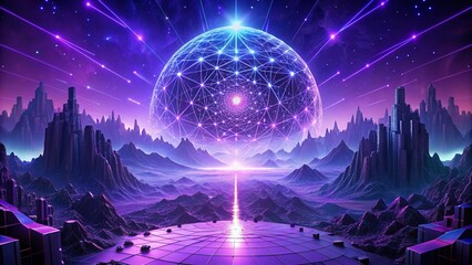 Wall Mural - a captivating violet computer technology background featuring intricate big data visualization, a fu