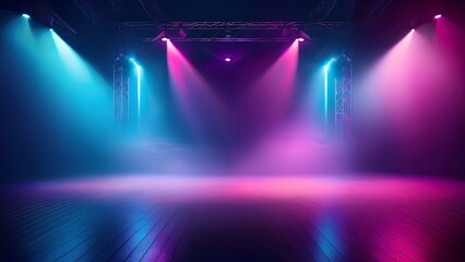 Wall Mural - background smoky texture in blue, purple and pink colors. dark scene with neon lights and spotlights