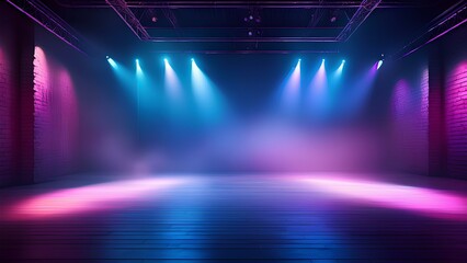 Wall Mural - background smoky texture in blue, purple and pink colors. dark scene with neon lights and spotlights