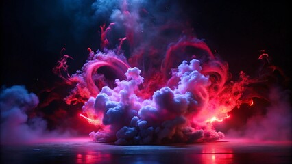Wall Mural - a mesmerizing display of artificial magic smoke swirls and dances in a captivating red light against