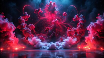 Wall Mural - a mesmerizing display of artificial magic smoke swirls and dances in a captivating red light against
