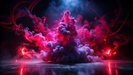 Wall Mural - a mesmerizing display of artificial magic smoke swirls and dances in a captivating red light against