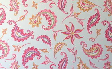  A luxurious silk fabric draped with a vibrant paisley pattern showcasing rich colors and intricate details