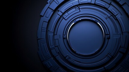 Wall Mural - abstract techno blue: a futuristic, minimalist, and stylish design with a blue 3d geometric circular
