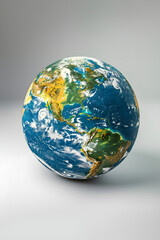 Detailed High-Resolution Globe Highlighting Earth's Continents and Oceans with Realistic Lighting and Depth