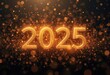 © Tatyana - Glowing '2025' with golden sparks on dark background.