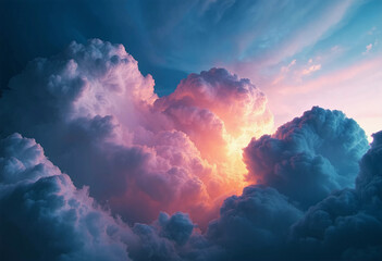 Wall Mural - Illuminated Clouds A texture image of a soft dreamy gradient resembling a sky full of colorful cloud