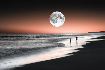 Surfer at Moonlight Beach: A Peaceful Nighttime Scene