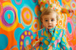 © apimagine - A fashionable hipster baby dressed in elegant, contemporary styling, set against a vivid background with bright, vibrant colors.