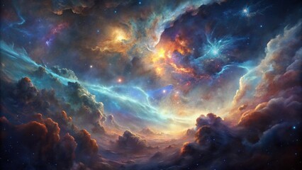 Wall Mural - experience breathtaking beauty of a nebula as celestial clouds gracefully dance, vibrant star nurser