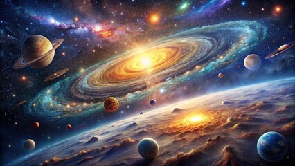 Wall Mural - immerse yourself in enchanting and awe-inspiring beauty of boundless cosmic universe, filled with en