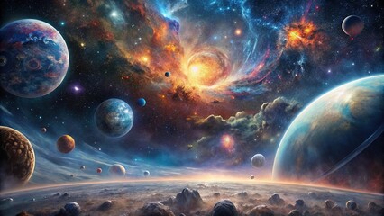 Wall Mural - immerse yourself in enchanting and awe-inspiring beauty of boundless cosmic universe, filled with en
