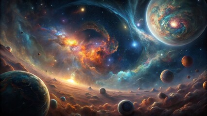 Wall Mural - immerse yourself in enchanting and awe-inspiring beauty of boundless cosmic universe, filled with en