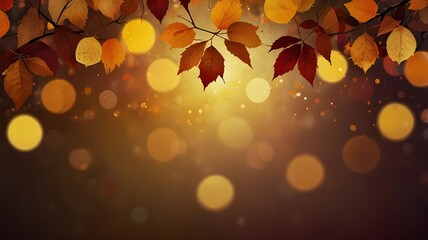 Wall Mural - Autumn Leaves with Natural Bokeh Background