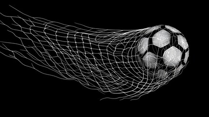 Soccer ball in a goal net illustration
