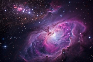 Wall Mural - Purple gas nebulae in space and sparkling stars