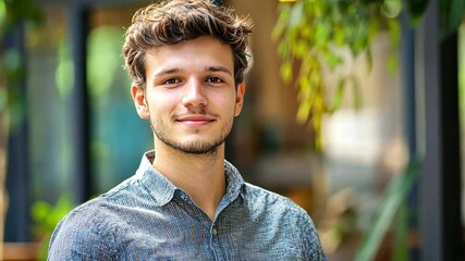 Wall Mural - a young man develops innovative mobile applications to support intelligent real estate management.