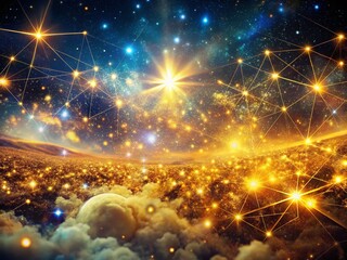 Wall Mural - golden cosmic network: interstellar connections bokeh effect stock photo