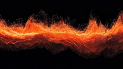 Poster - Abstract orange fire wave on black background.