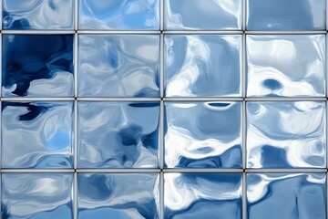 Aufkleber - Abstract blue glass tile wall reflection pattern texture background.