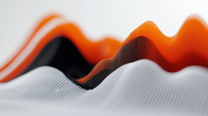 Leinwandbilder - Abstract 3D rendering of flowing orange and black waves on a white background.