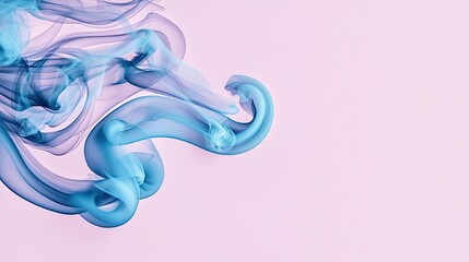 Canvas Print - Smoke abstract background concept. Abstract blue smoke swirls gracefully against a soft pink background.