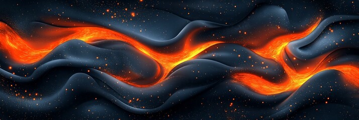 Poster - Abstract fiery, dark, swirling waves.