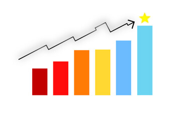 Graphic vector illustration with a rising black arrow, depicting positive trends and improvements in the business world.