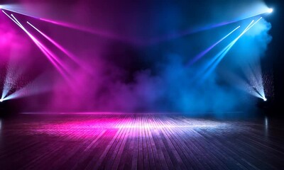 Wall Mural - background smoky texture in blue, purple and pink colors. dark scene with neon lights and spotlights