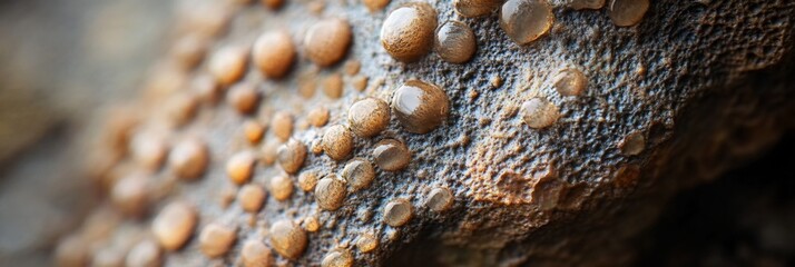 Aufkleber - Close-up of textured rock surface with small, round, orange formations.