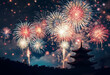 © Andrey - Fireworks Illuminate the Sky Above Japanese Pagoda Temple