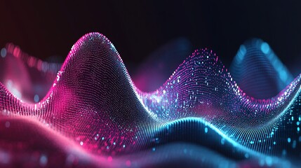 Wall Mural - abstract pink and blue digital wave pattern