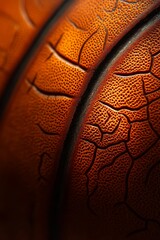 Fototapete - Close-up of a textured, orange surface with cracks and lines, showing detail and depth.
