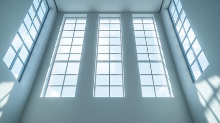 Poster - High windows in a bright, minimalist room.