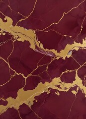 Wall Mural - Burgundy and gold marble texture