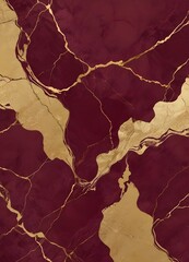 Wall Mural - Burgundy and gold marble texture