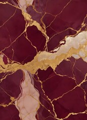Wall Mural - Burgundy and gold marble texture