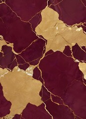 Wall Mural - Burgundy and gold marble texture