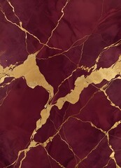 Wall Mural - Burgundy and gold marble texture