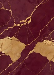 Wall Mural - Burgundy and gold marble texture