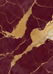 Wall Mural - Burgundy and gold marble texture