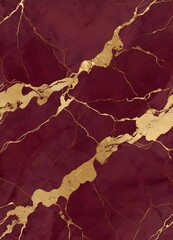 Wall Mural - Burgundy and gold marble texture