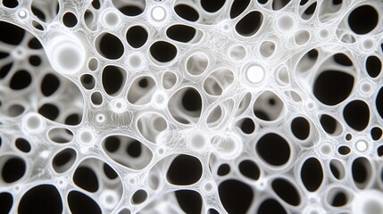Leinwandbilder - Abstract white network structure on black background, resembling a complex interconnected system or cellular network.